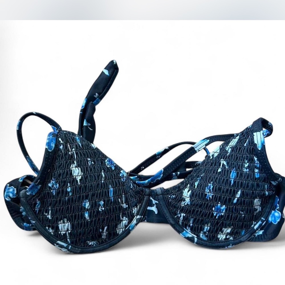 Floral Blue Bikini Top